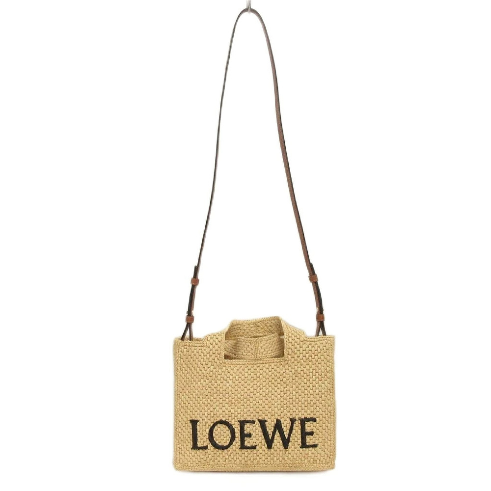 Loewe Font Tote Bag Shoulder Raffia Beige